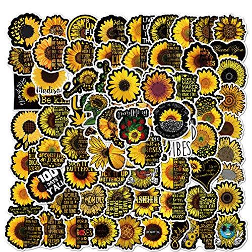 Sunflower Stickers 100 pcs Vinyl Waterproof Stickers Water Bottle Stickers for Kids Girls Adults Teens Hydroflask Luggage Car Laptop