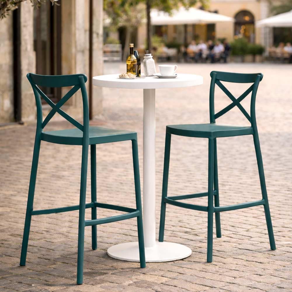 OKAFFAREFATTO MADDALONI Sgabello da bar in plastica polipropilene verde petrolio sprint h 75 cm