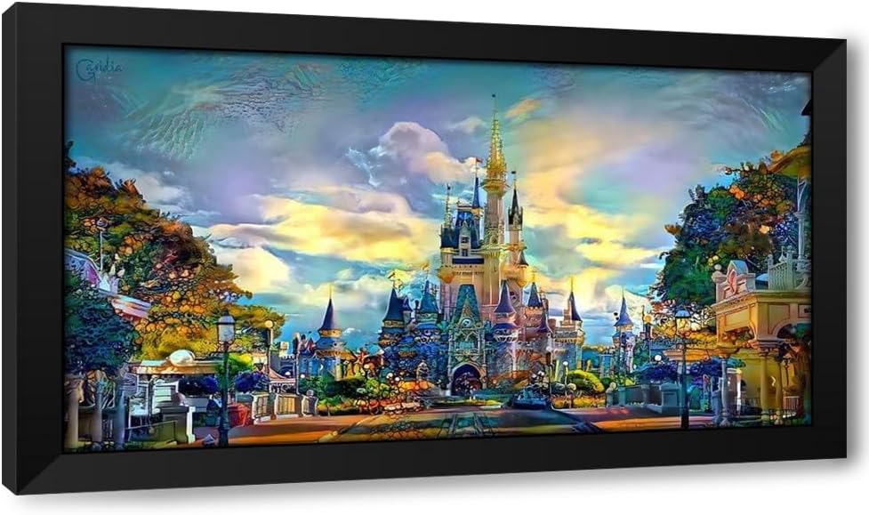 ArtDirect Orlando Florida United States Walt Disney World Castle Custom Framed Art Print Giclee Print or Canvas Options with Various Sizes and Customization by Gavidia, Pedro