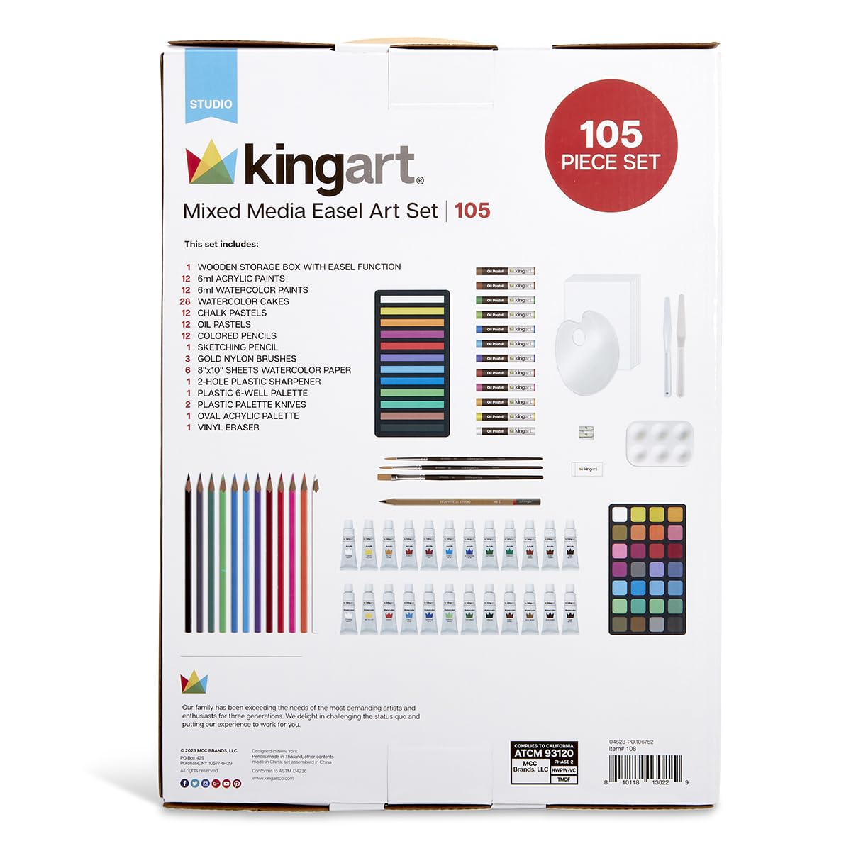 Amazon.com: KINGART 105-Piece Wooden Easel Art Supplies Set
