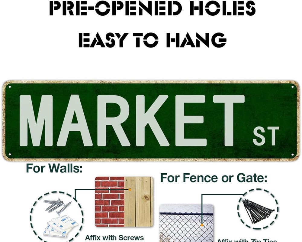 Amazon.com: Metal Sign Market Street Vintage Signs Retro Tin