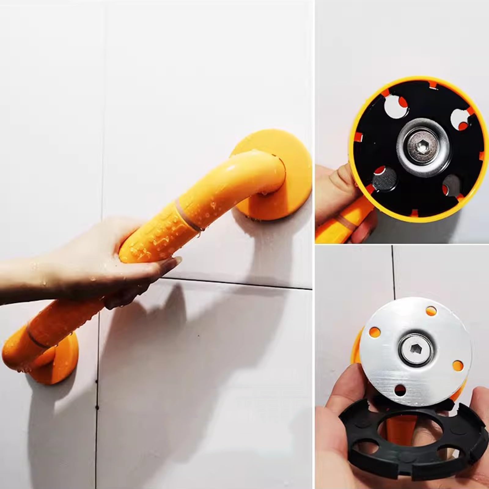 Maniglia per doccia in acciaio inox da 60 cm, sicurezza per anziani e disabili, con vite nascosta, per vasca da bagno e doccia per prevenzione degli infortuni (giallo)