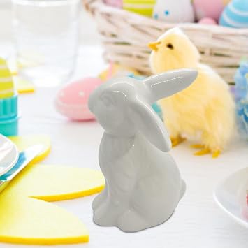 Easter Bunny Ceramics Figurines - Porcelain Rabbit Sculpture Decor | Modern Art Spring Easter Home Decoration for Bowl Shelf, Mantel, Weddings