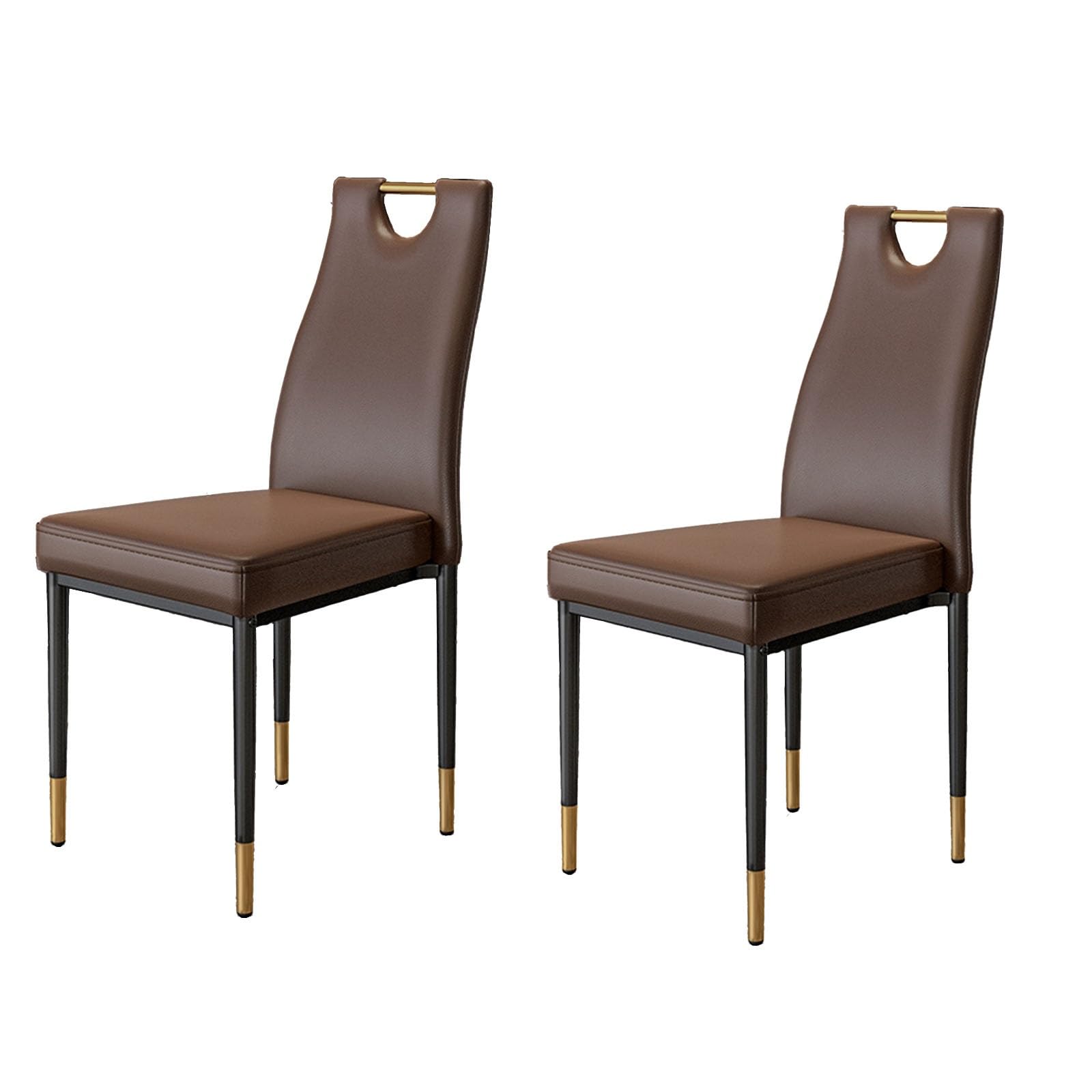 Chaise de salle à manger en cuir capitonné chic et moderne Lot de 2