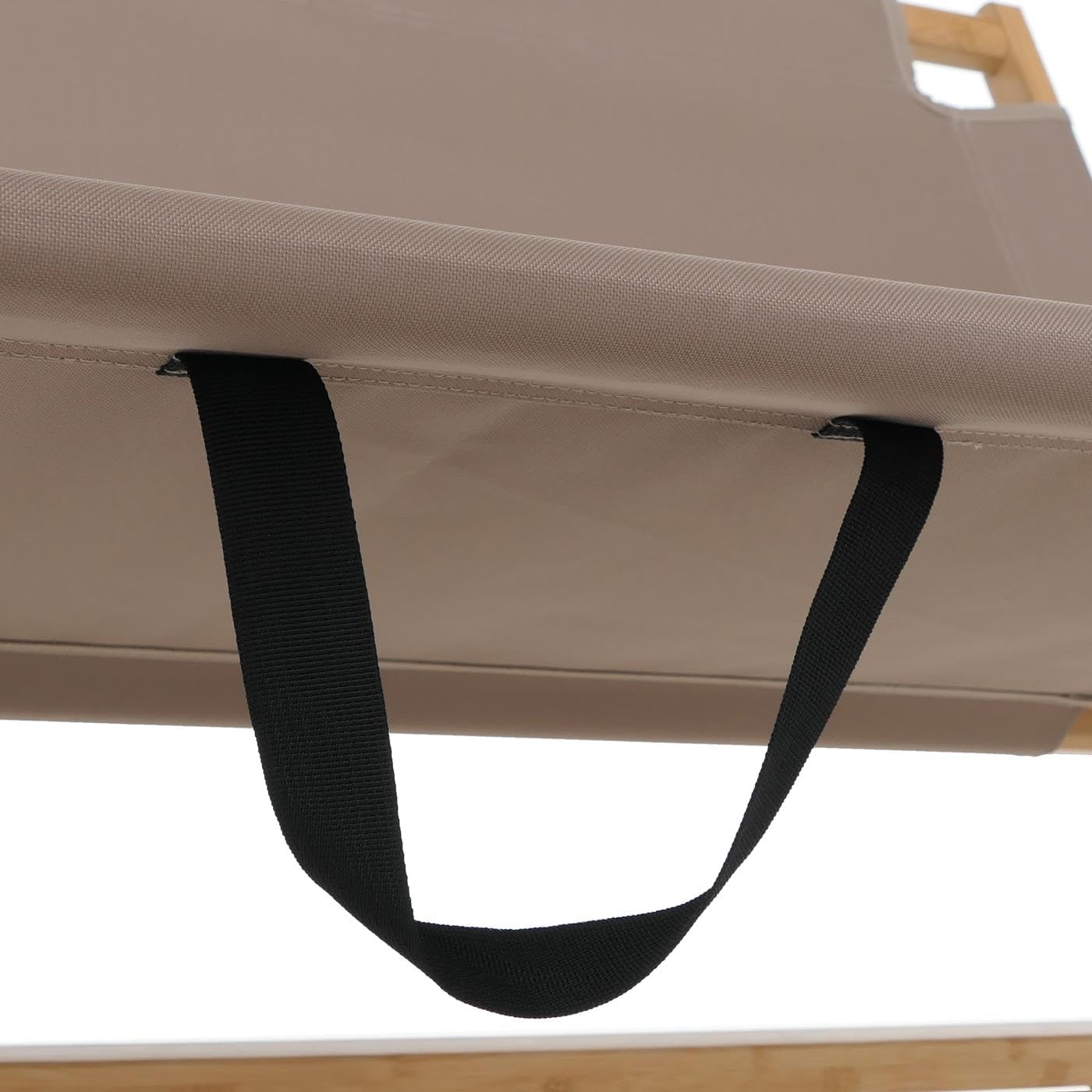 Mendler Bambus Campingbank HWC-Q40 117cm Stoff/Textil - Creme | Outdoorbank, Picknickbank, Gartenbank, klappbar, Tragegriff