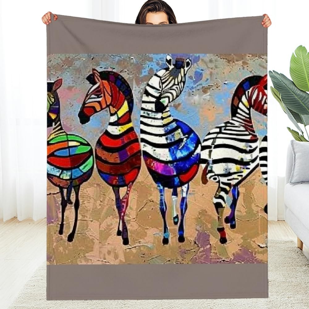 Couverture flanelle zèbre 40x50 pouces plaid doux lit canapé