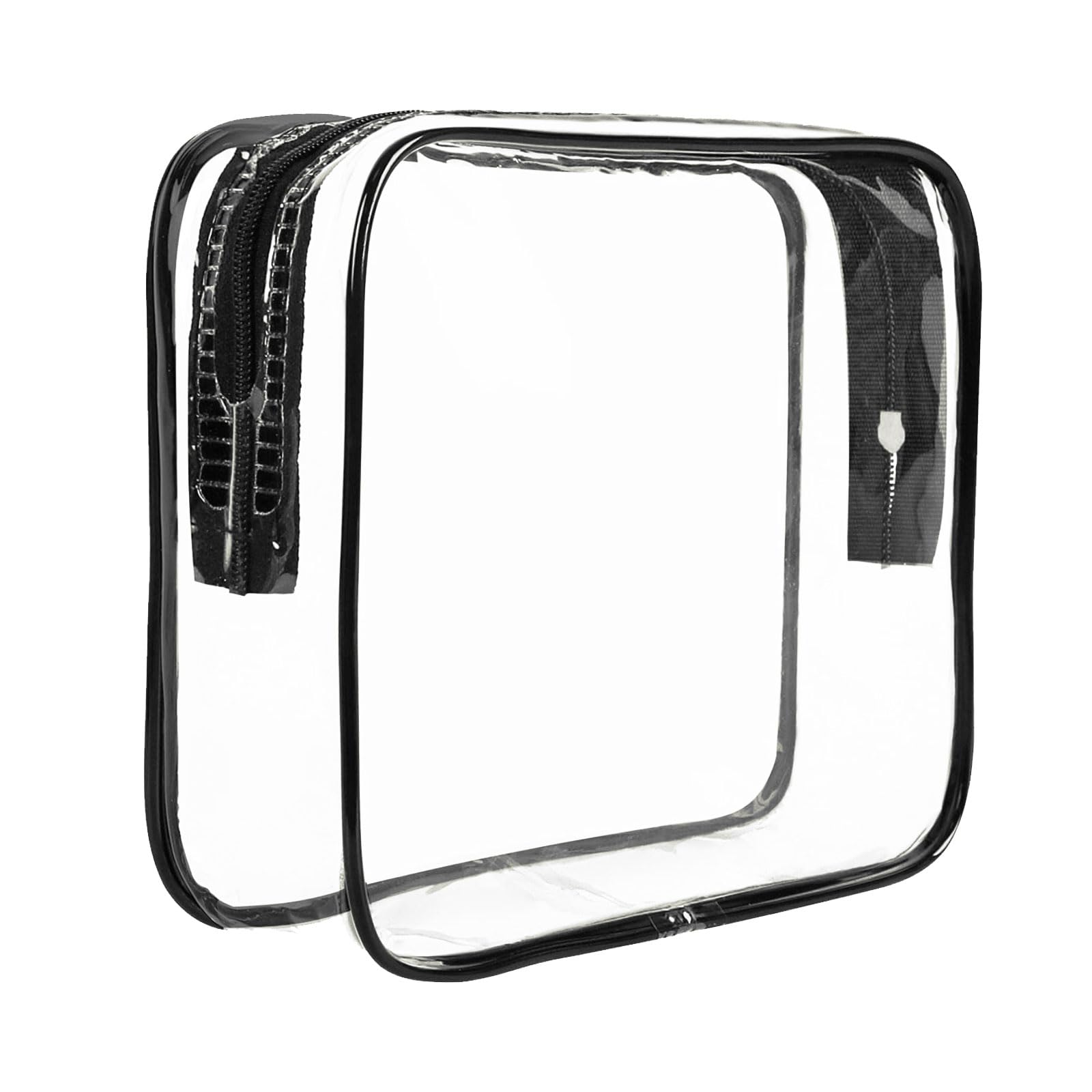 ANEMEL Clear Travel Toiletry Bag TSA Approved Size Makeup Cosmetic Bag Portable Waterproof Transparent Pouch Storage, Black