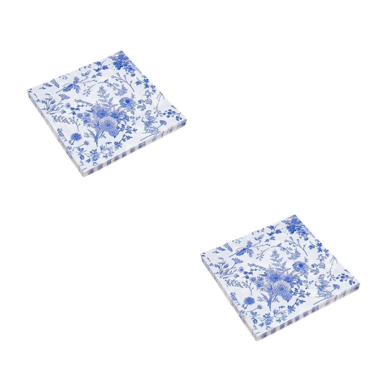 2 Series Servilletas De Postre De Porcelana Azul Y Retro Servilletas De Flores Para Bodas De Despedida De Soltera Vintage 100 piezas*2