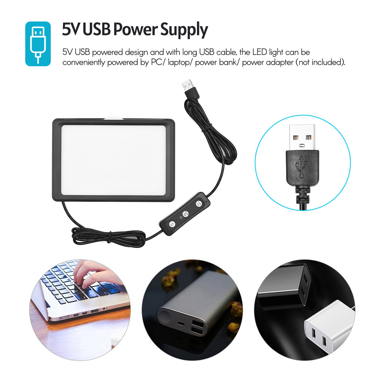 Andoer Kit Lumière LED USB 5600K – 66 LED Réglables + Trépied Bureau + Filtres Couleur – Idéal Streaming, Visioconférence, Photo Produit