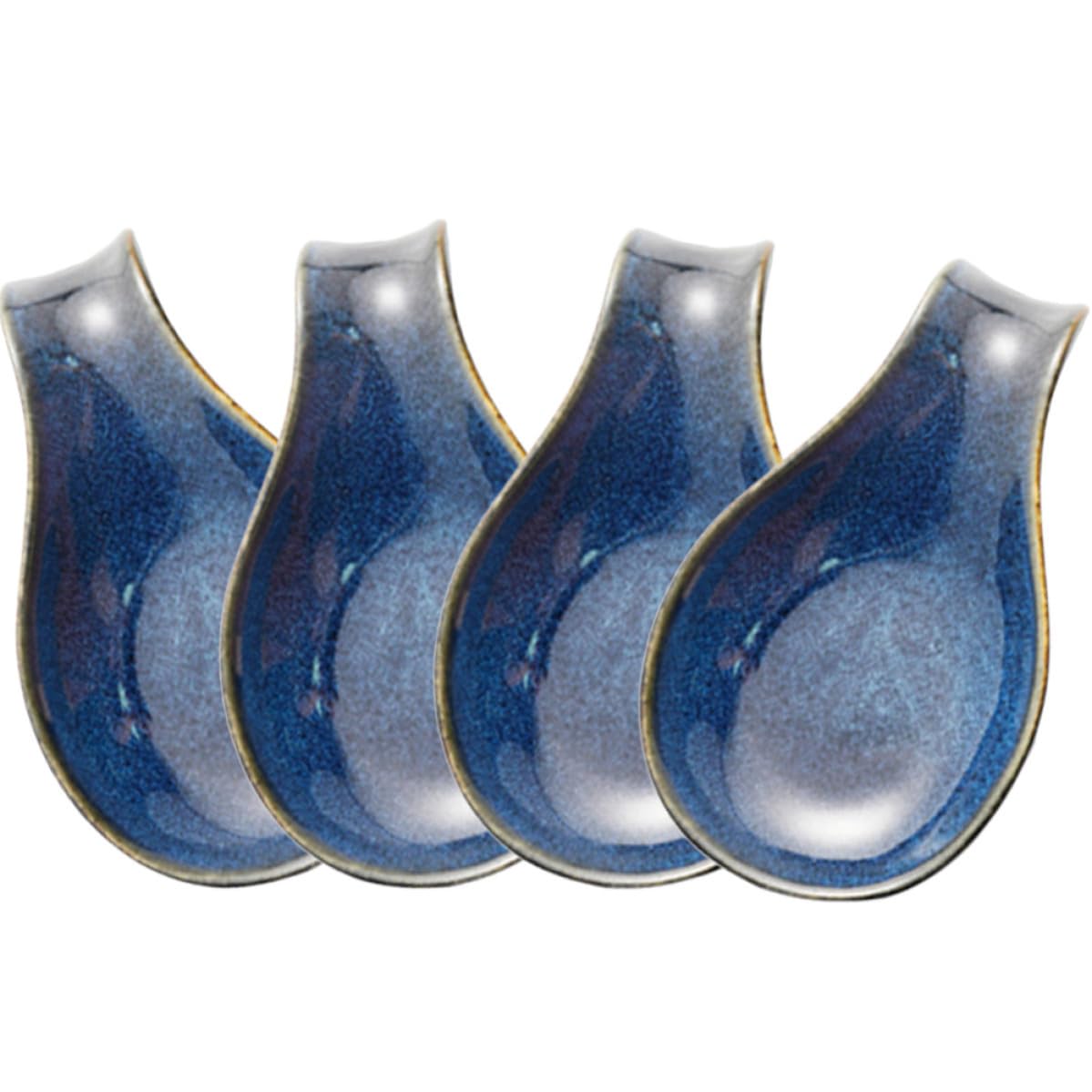 Gadpiparty Repose-cuillères Résistant Lave-vaisselle en Céramique Bleue Lot de 4 et Présentation Élégante des Ustensiles Cuisine