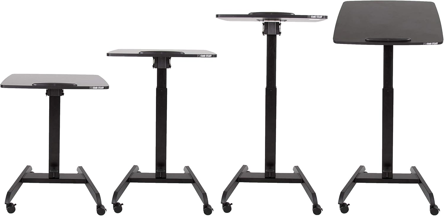 Black Adjustable Mobile Podium with Tilting Desktop
