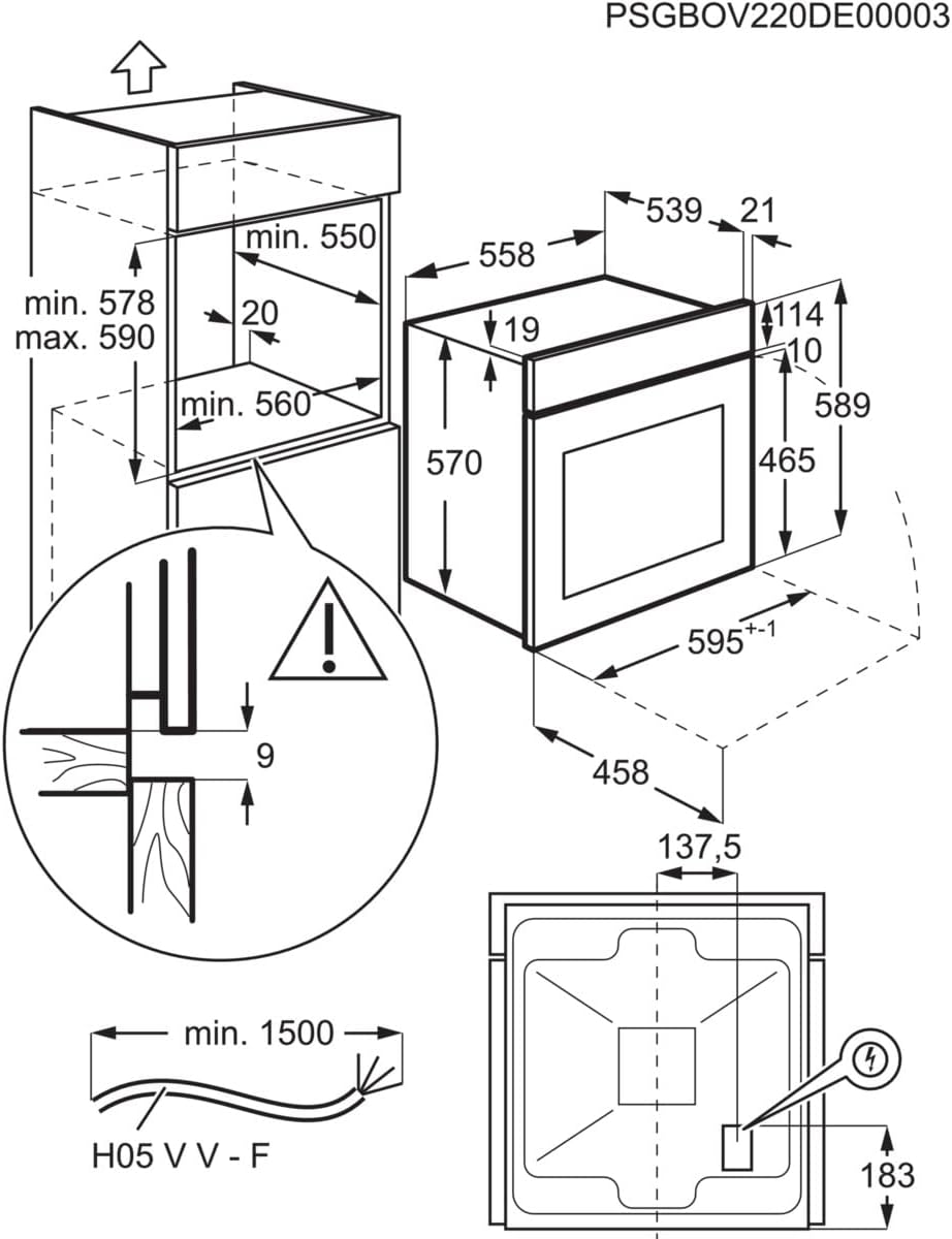 Zanussi ZOHNB0X2 Oven Installation Diagram