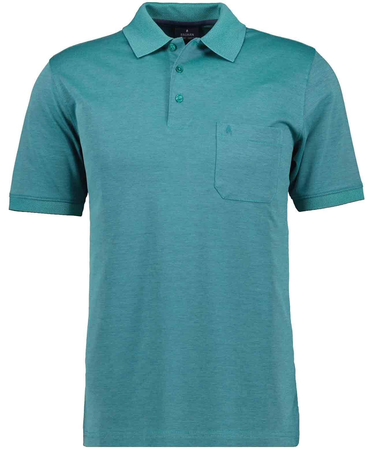 Polo à manches courtes en maille fine Ragman Softknit émeraude - 4