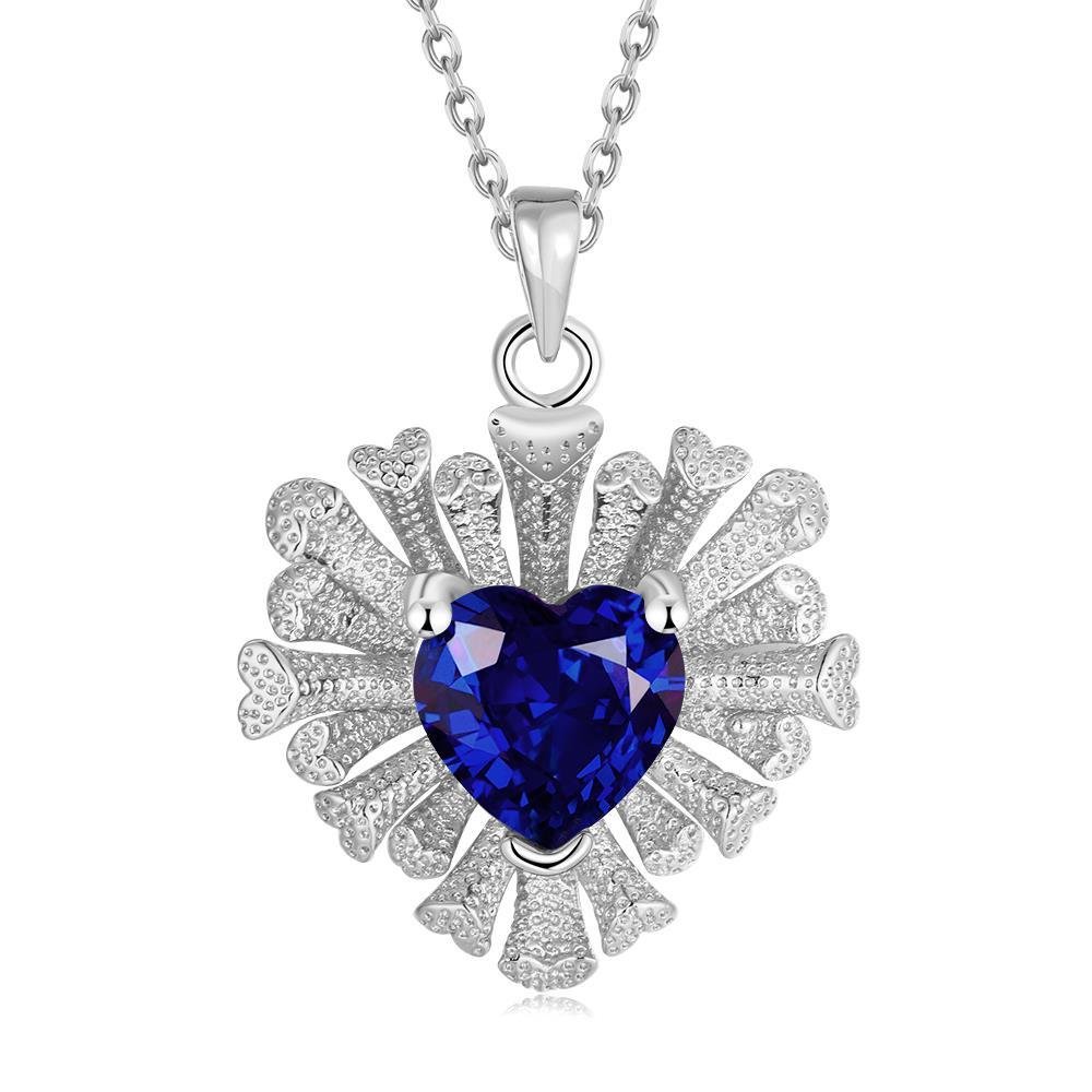Platinum Plated Blue Dazzling Heart Pendant for Women (NK0631)-image-49