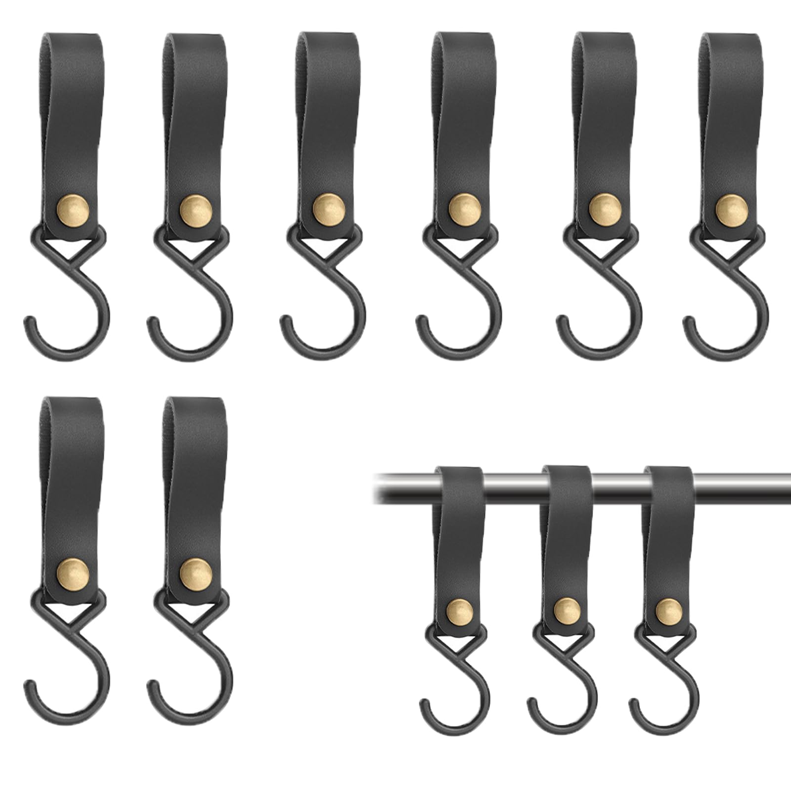 3er Set Kleiderhaken Mit Lederschlaufe - S-Haken Aus Metall Für Garderobe