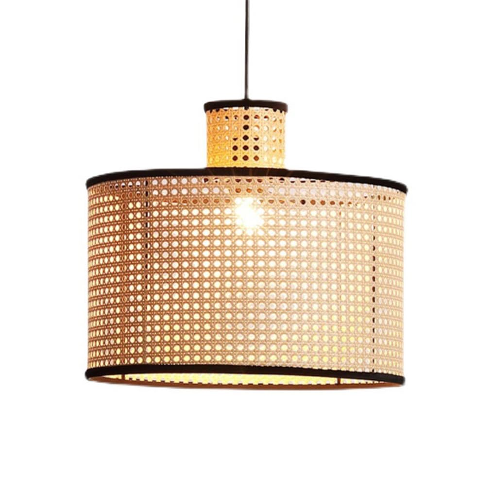 LYMSXAZOU Natural Wicker Pendant Light Shades For Bedroom Decoration Nordic Style E27 Hanging Ceiling Fixture, Handwoven Single Rattan Chandelier Coastal Beach Kitchen