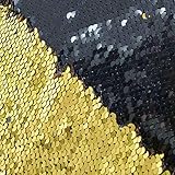 Sewing Fabric by The Yard Gold to Black Changing Color Fabric Reversible Sequin Fabric for Wedding...
