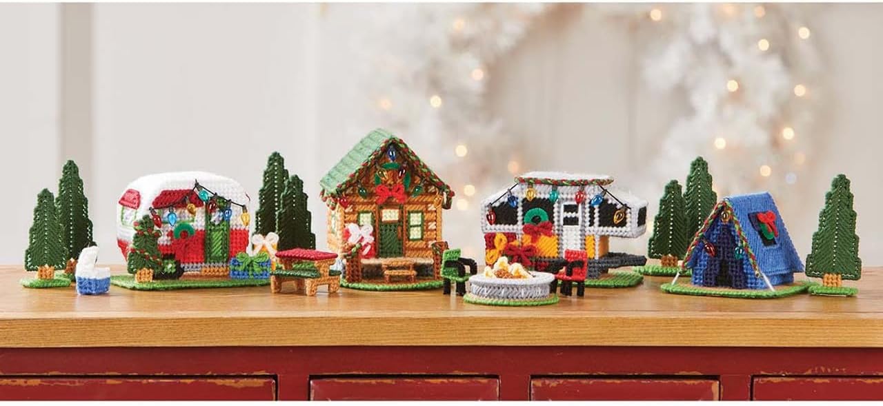 Herrschners Christmas Village Trio Plastic Canvas Kit