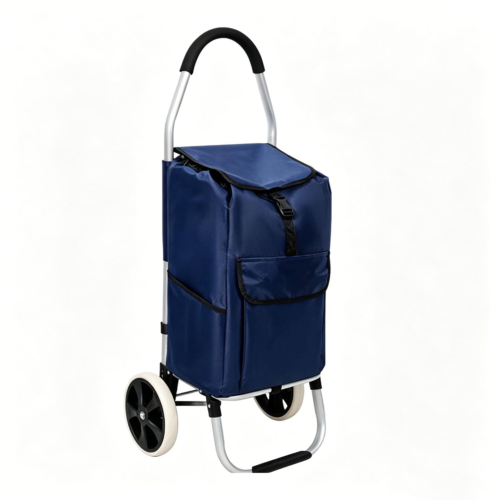 JYHCD Hand Pull Shopping Cart Trolley with Stable Dual Wheels, Spacious Detachable Storage Bag, Foldable Utility Hauler for Supermarket Errands, Daily Grocery Carrying,Blue