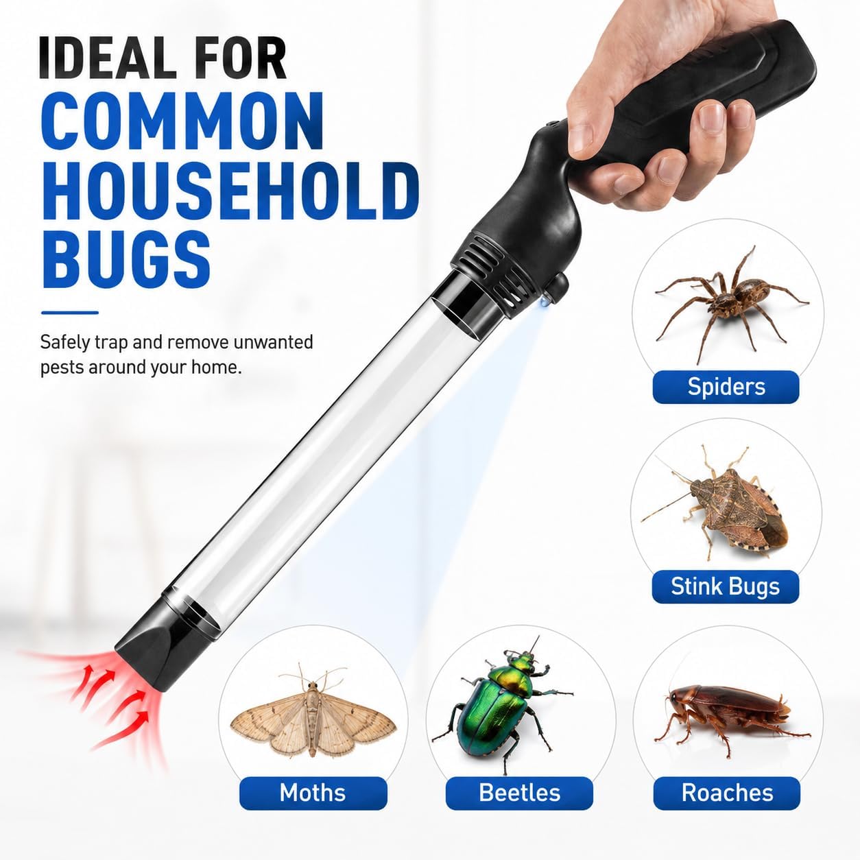 2 Pack Upgraded Bug Vacuum with Long Nozzle Cordless Spider Vacuum Catcher photo 3