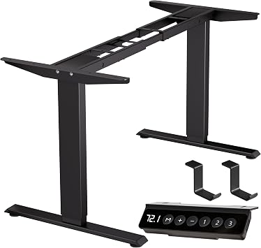 BIZUM Dual Motor Electric Standing Desk Frame with Memory Controller, Standing Desk Legs Up to 47.2", Adjustable Desk Legs with USB Ports for Home and Office, Black Frame Only