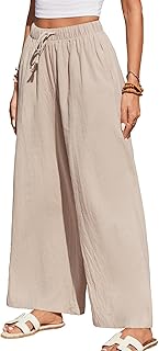 Sponsored You’re seeing this ad based on the product’s relevance to your search query.Learn more about this advertisement HAPYWER Linen Trousers Women's Wide Leg Summer Trousers Lightweight Casual Trousers Long Fabric Trousers High Waist with Elasticated Palazzo Beach Trousers with Pockets