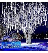 Kwaiffeo Christmas Lights Outdoor, 24 Tubes(Equivalent to 3 Sets of 8-Tubes) Meteor Shower Lights...