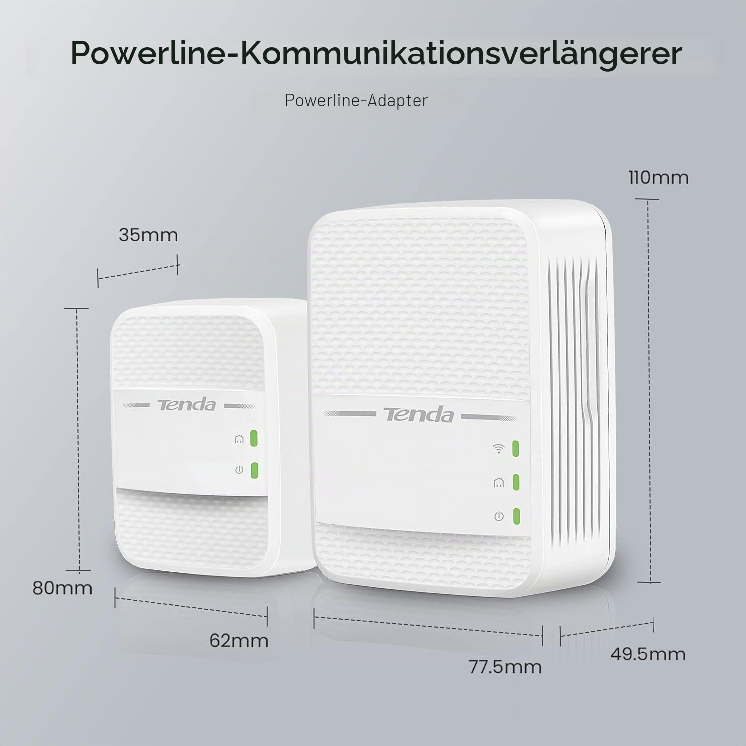 Tenda PH10 Powerline Adapter Kit AV1000 + AC750 WLAN Gigabit Steckdose (1000 Mbit/s LAN+ 750 Mbit/s WiFi, Homeplug AV2, 2 Gigabit Ports, Plug & Play, ideal für Kamera, IPTV, Xbox)