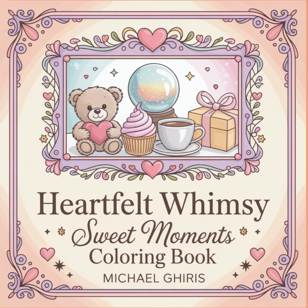 Heartfelt Whimsy: Sweet Moments Coloring Book - Charming Scenes with Hearts, Cupcakes, Balloons & Adorable Things for Adults Who Love Whimsical Art