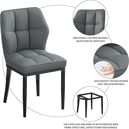 Miniatura 3 de Bekrvio Sillas de Comedor - Juego de 6 sillas de comedor modernas de mediados de siglo, sillas de comedor tapizadas sin brazos, sillas de comedor de