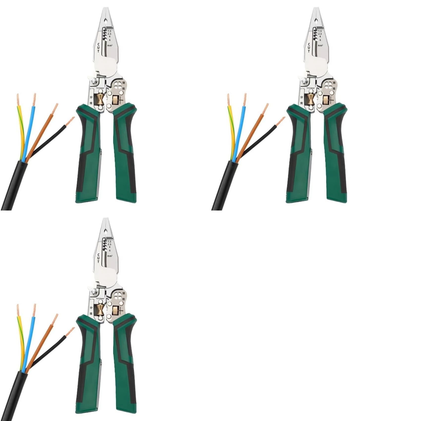Jnchdghwa As Shown 3X 10 In 1 Electrical Cable Stripper Plier Voltage Tester Scissors With Electricity Measurement Function