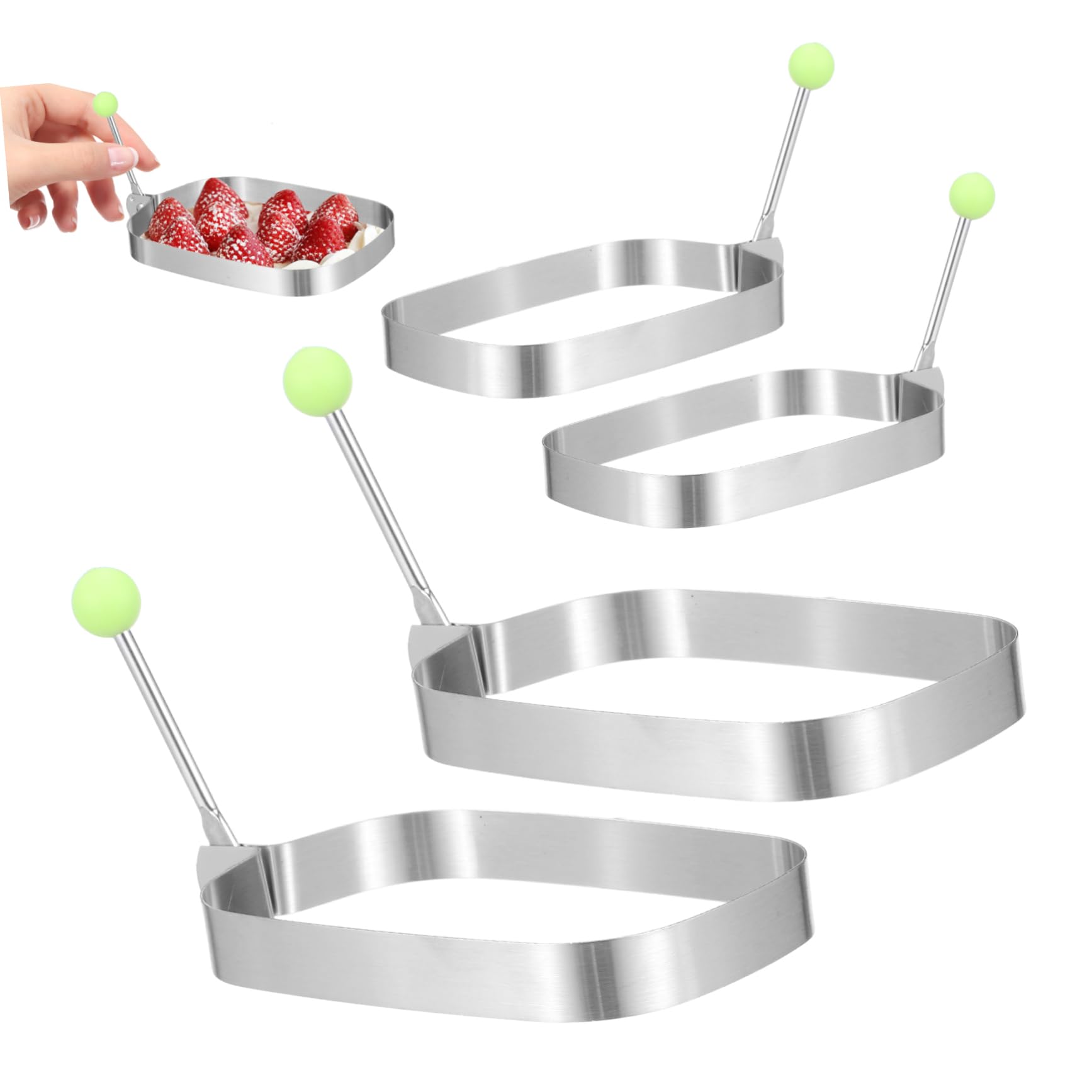 SOLUSTRE 4pcs and Pancake Mold Stainless Steel Cooking for Fried Eggs Crepes and Cakes Non-stick Design with Easy Release for Kitchen Baking