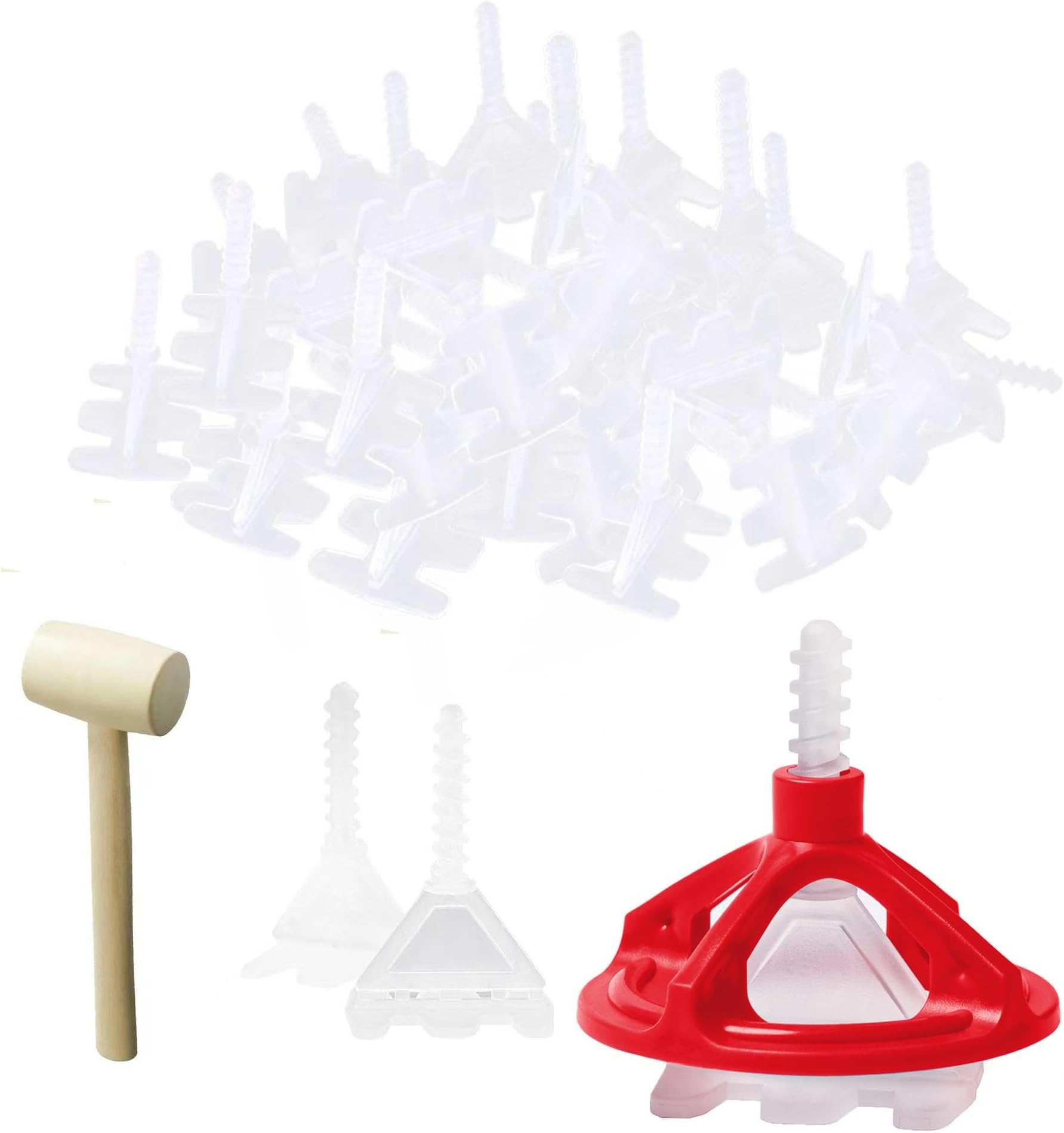 1/16" Tile Leveling System with 300Pcs Tile Leveling Spacers Baseplates, 100Pcs Reusable Caps and Rubber Mallet, Tile Tools Kit for Professional Ceramic and Stone Installation