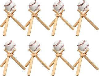 Wooden Baseball Stand Display Holder, 1/2/4/8/16/32 Pack Baseball Stand with Mini Baseball Bats and Wooden Circles, Wooden Bat Baseball Stand Wooden Base Ball Stand for Baseball Players Fans