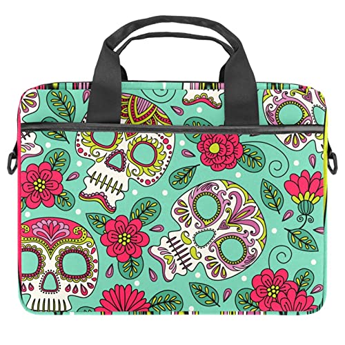 Sac bandoulière PC 13-14.5" résistant motif crâne vert