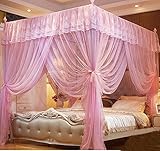 Nattey 4 Corner Poster Princess Bedding Curtain Canopy Mosquito Netting Canopies (Twin, Pink)