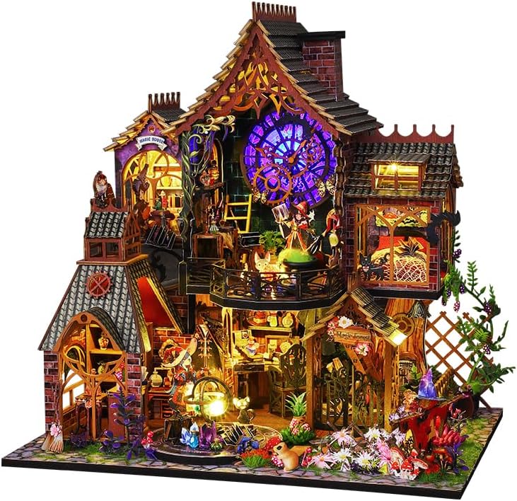 CRIOLPO DIY Miniature House Kit for Adults, 3D Puzzle Doll House with Furniture, Miniature Doll House Kits, Tiny House Model for Inventive Hobbyists and Enthusiasts - Magical Forest
