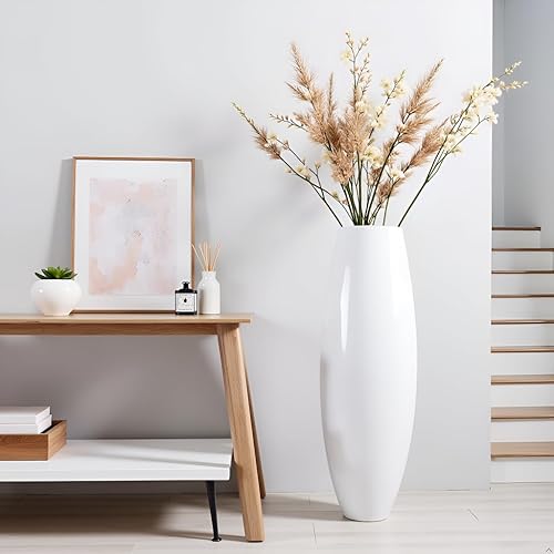 Miniatura 7 de Jarrón alto de piso grande, 35.5 pulgadas (35.4 in, 2.95 pies) de alto, jarrón alto resistente para decoración de sala de estar, blanco resina