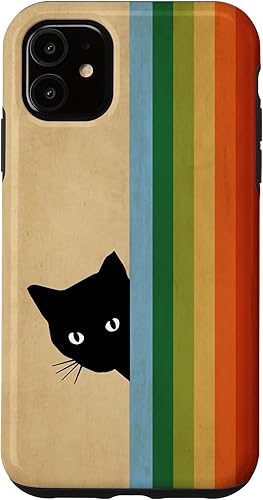 Carcasa para iPhone 11, diseño de gatito, color negro