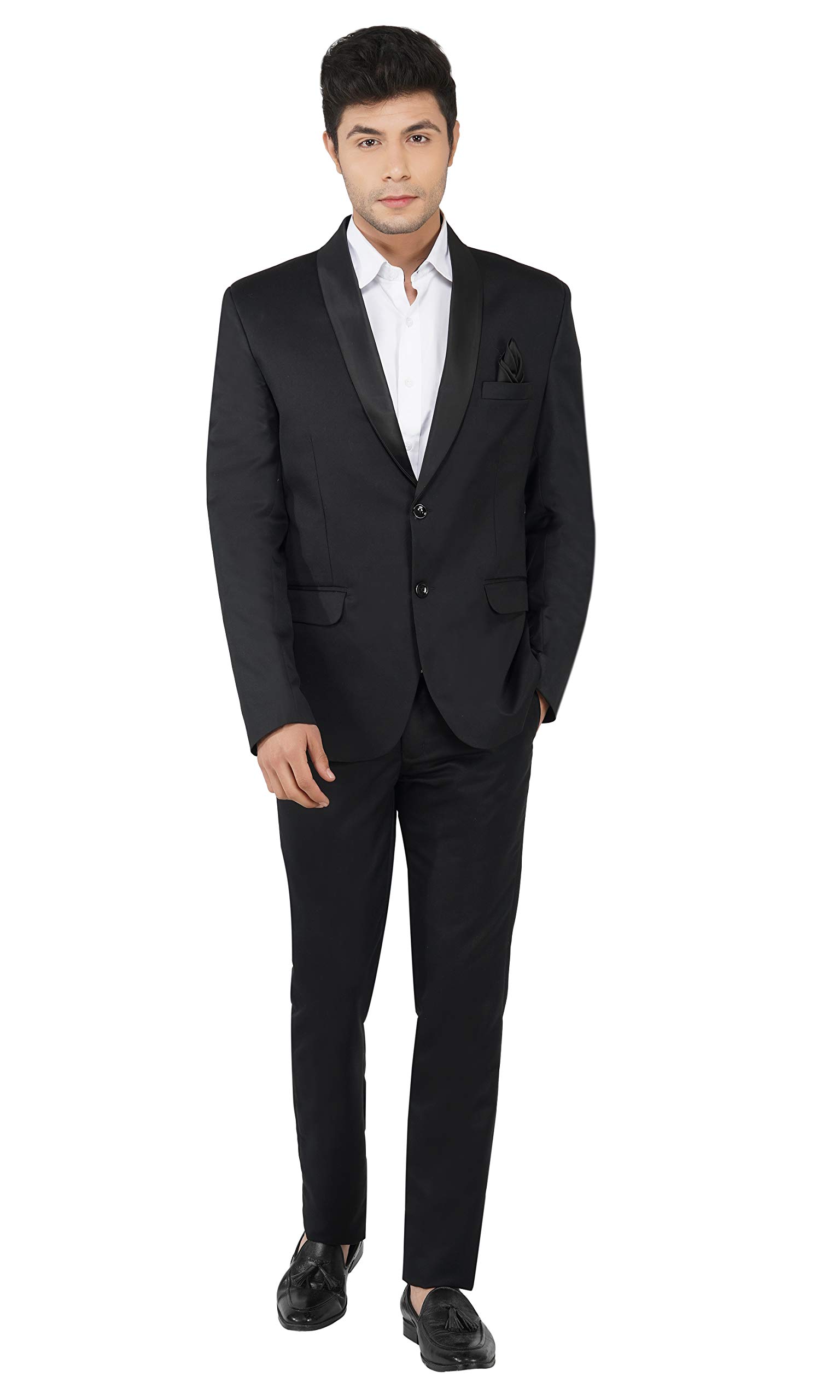 TAHVOGrey Notched Lapel Blazer with Hanky