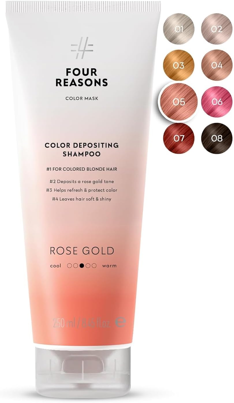 Hair Color Shampoo (8 Colors) - Sulfate Free Rose Gold Hair Toner - Color Depositing Shampoo for Color Treated Hair, Vegan, 8.45 Fl Oz (Rose Gold)