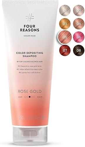 FOUR REASONS Rose Gold Hair Toner and Color Depositing Shampoo - Sulfate Free, Vegan, 8.45 Fl Oz (For Color Treated Hair)