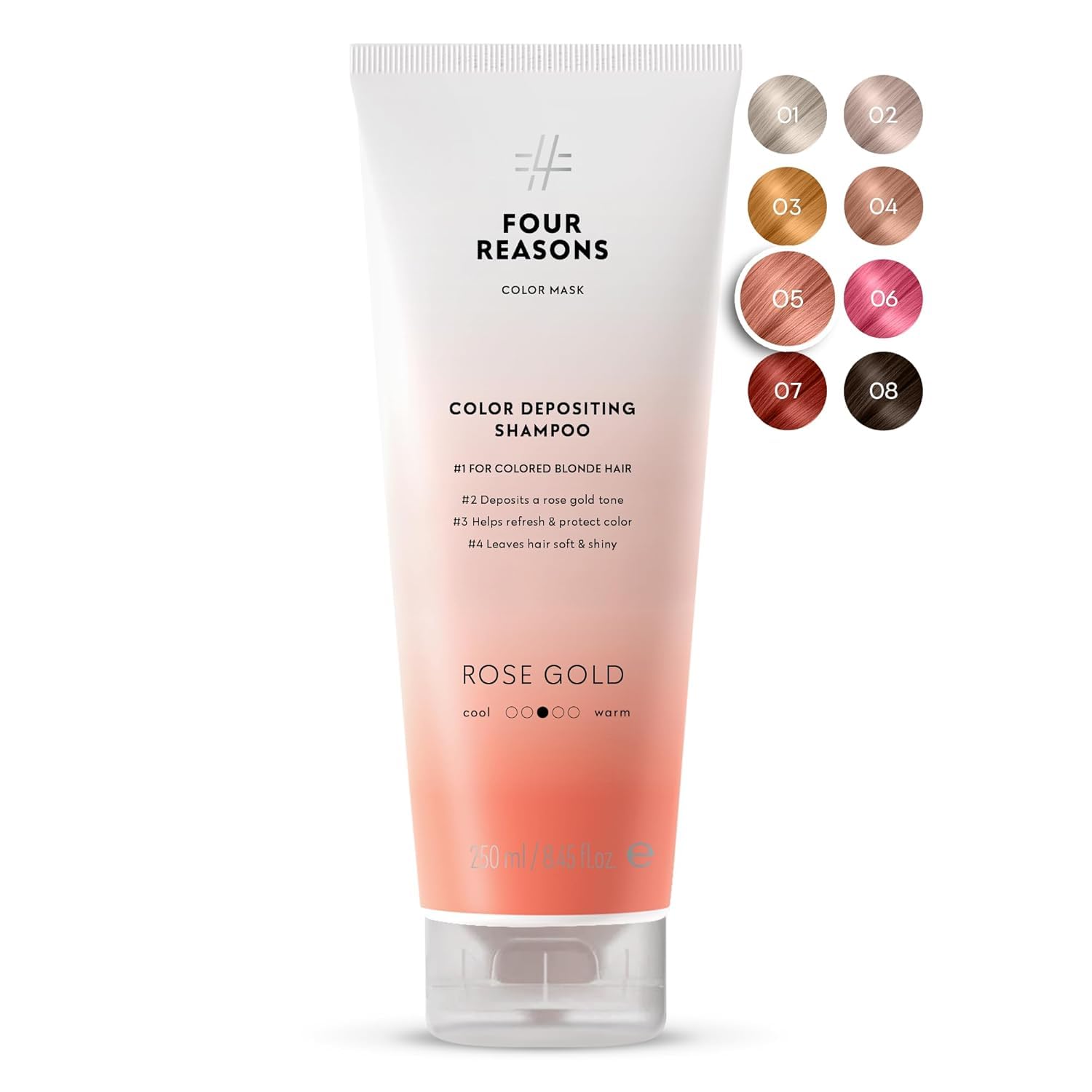 Hair Color Shampoo, Rose Gold (8 Colors) - Blonde Hair Toner & Color Depositing Shampoo for Women - Semi-Permanent Toner for Color Treated Hair, Sulfate Free, Vegan - 8.45 Fl Oz