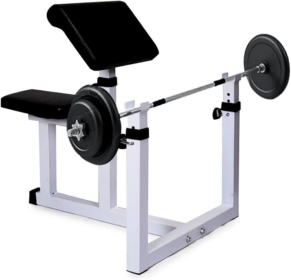 Preacher Curl Bench Weight Bench Press Rack Adjustable Seated Dumbbell Bench Roman Chair Hyperextension Bench Barbell Rack for Home Gym Exercise Fitness Workout Arm Training, 440 lbs Capacity