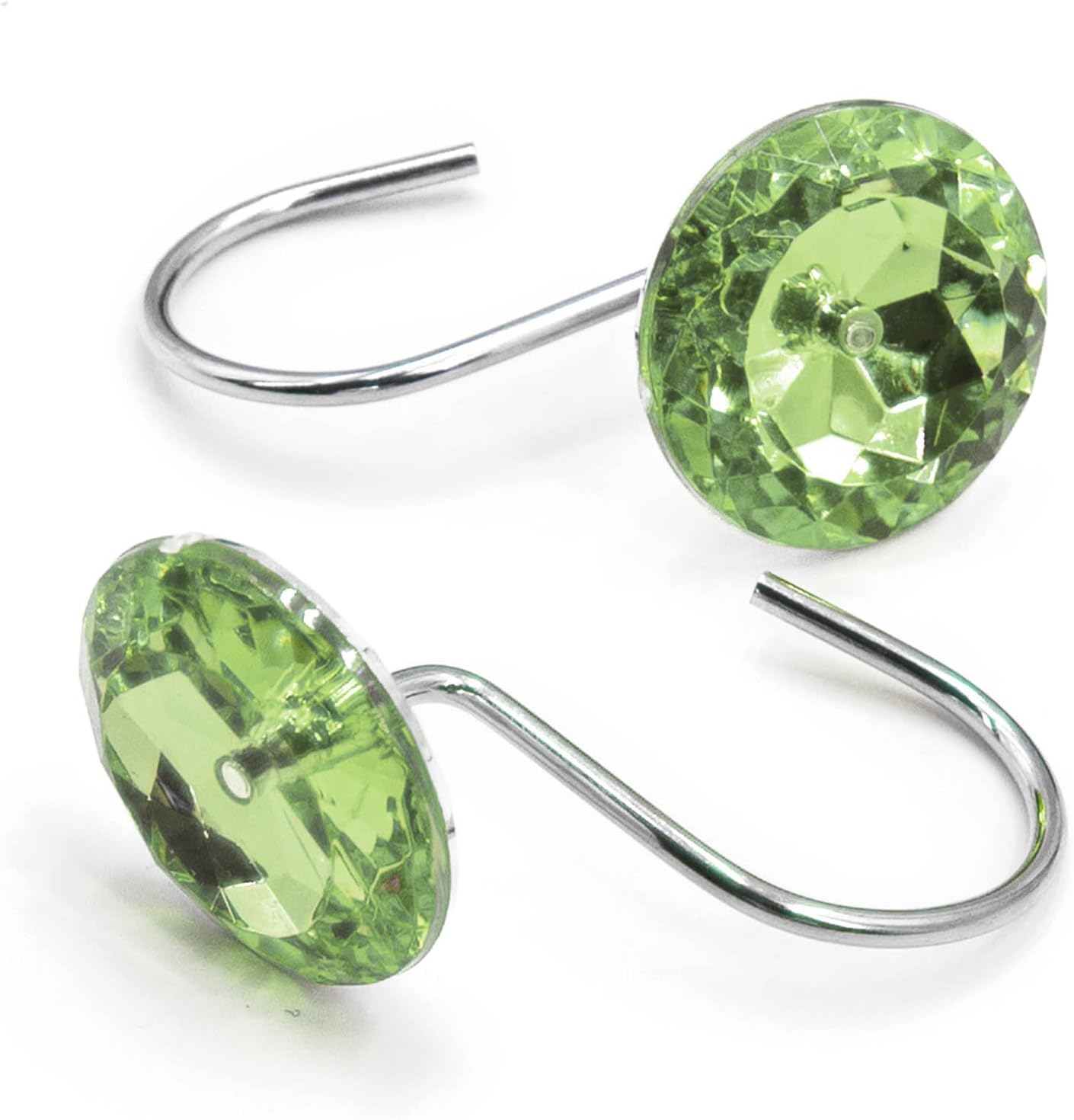 Gibelle Diamond Shaped Shower Curtain Hooks Set of 12, 4 Pcs Bathroom Shower Curtain Set with Non-Slip Rugs, Toilet Lid Cover and Bath Mat