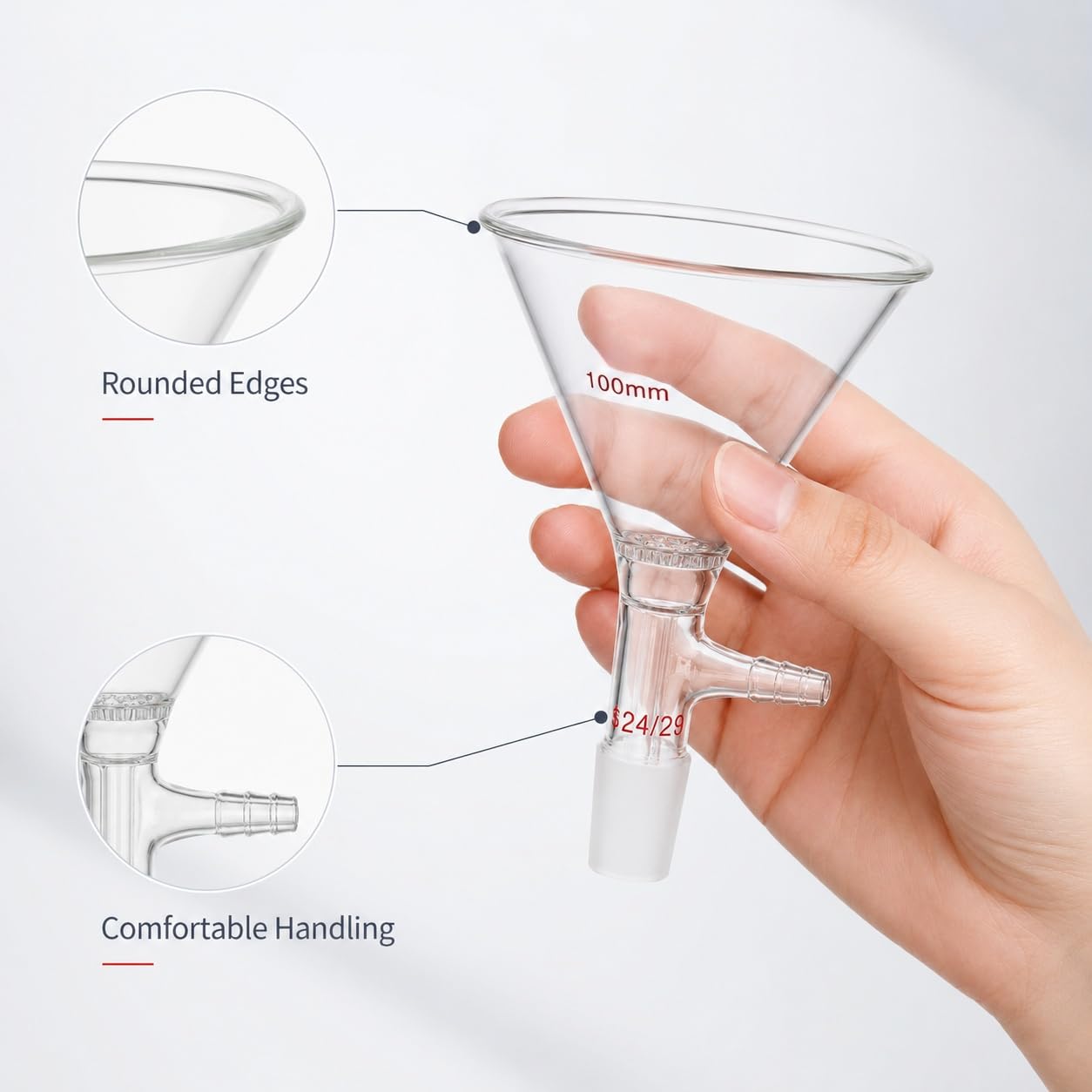 Büchnertrichter aus Borosilikatglas mit Schliff Vakuumfilter-180mm 40/38