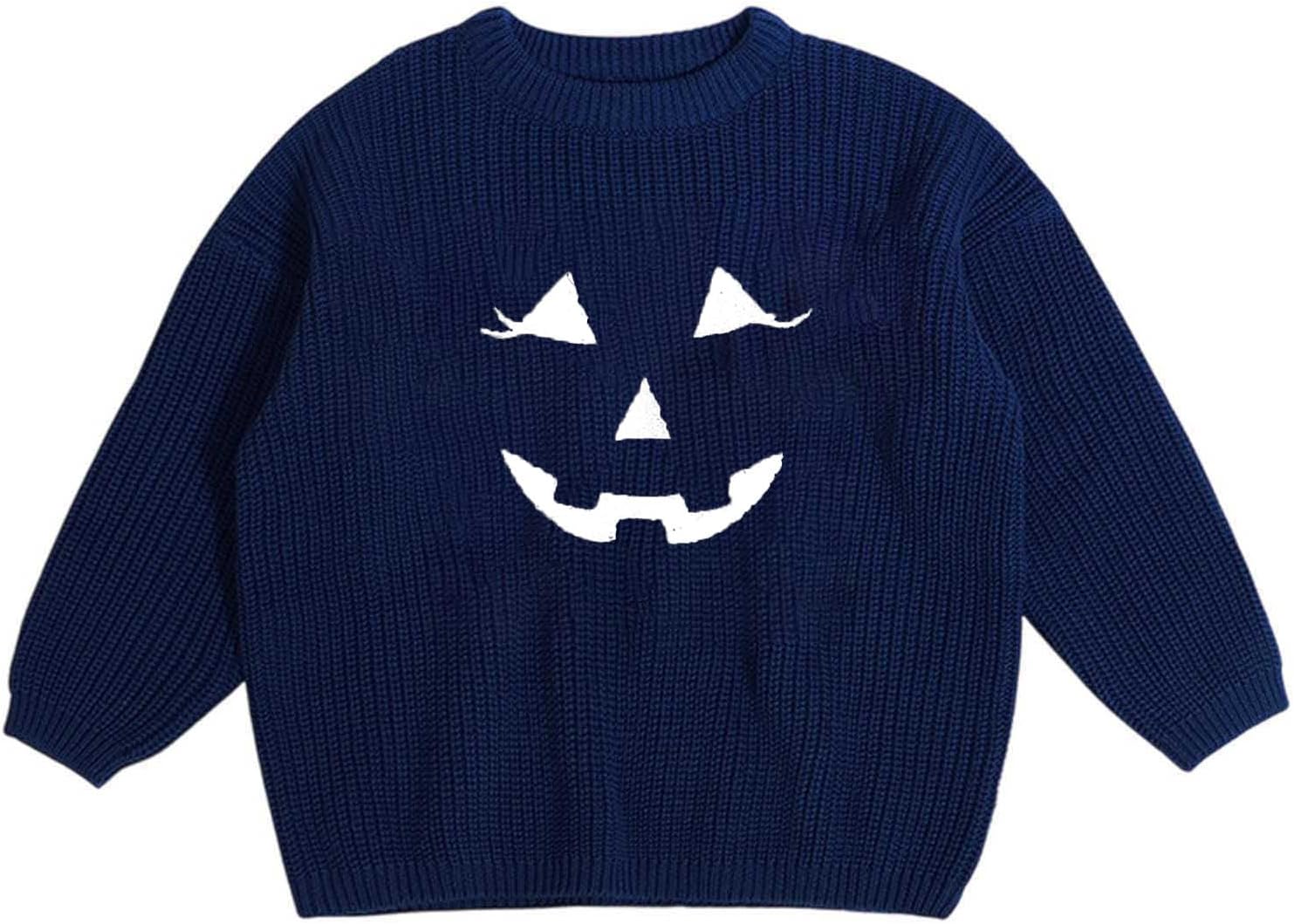 Baby Girl Boy Halloween Sweater Pumpkin Face Knit Pullover Fall Clothes