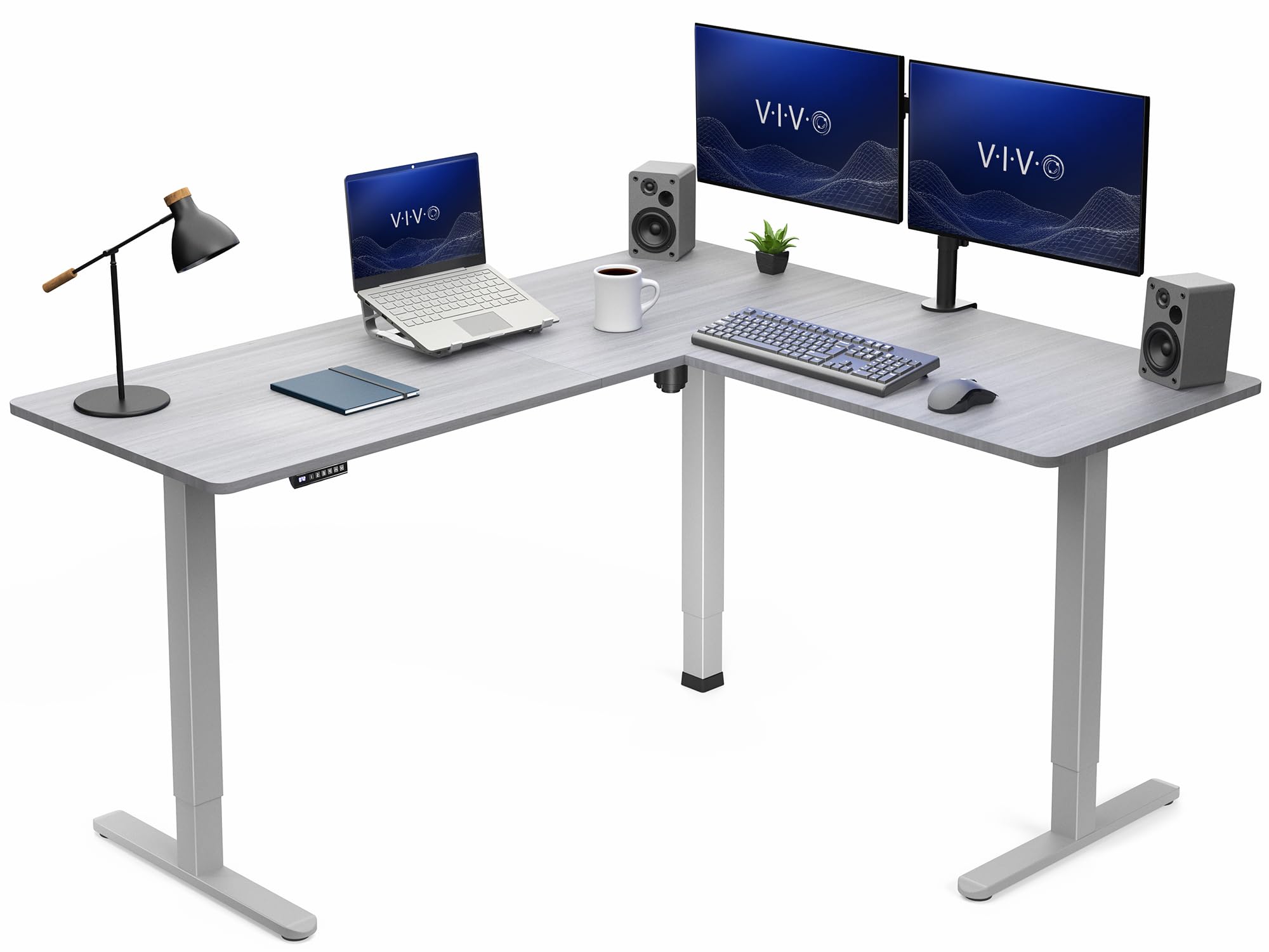 VIVO Dark Gray 63 x 55 in Corner Standing Desk, DESK-E3CTGG