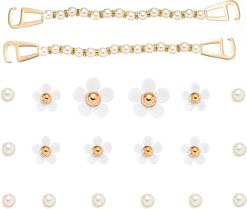 Colorful Flower Shoe Charms Daisy Flowers Cartoon Pearls Resin Shoe Charms 3D Floral Shoe Ornaments Set Flowery Garden Shoe Charms DIY Shoe