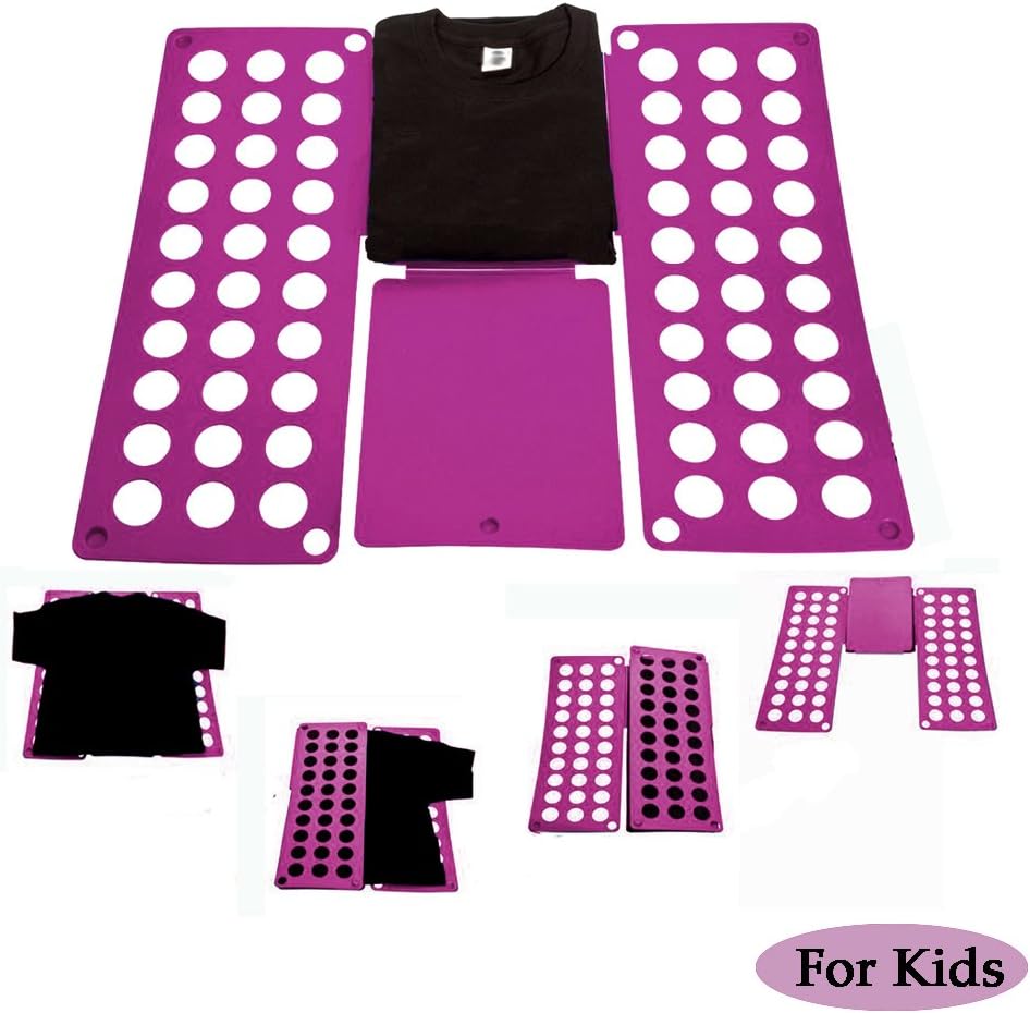 Kids Clothes T-shirts Folder, Professional Super Fast Organizer Laundry Folding Board, Clothes Folding Apparatus for Child, Ideal for Home and Travel, Color Rose Red